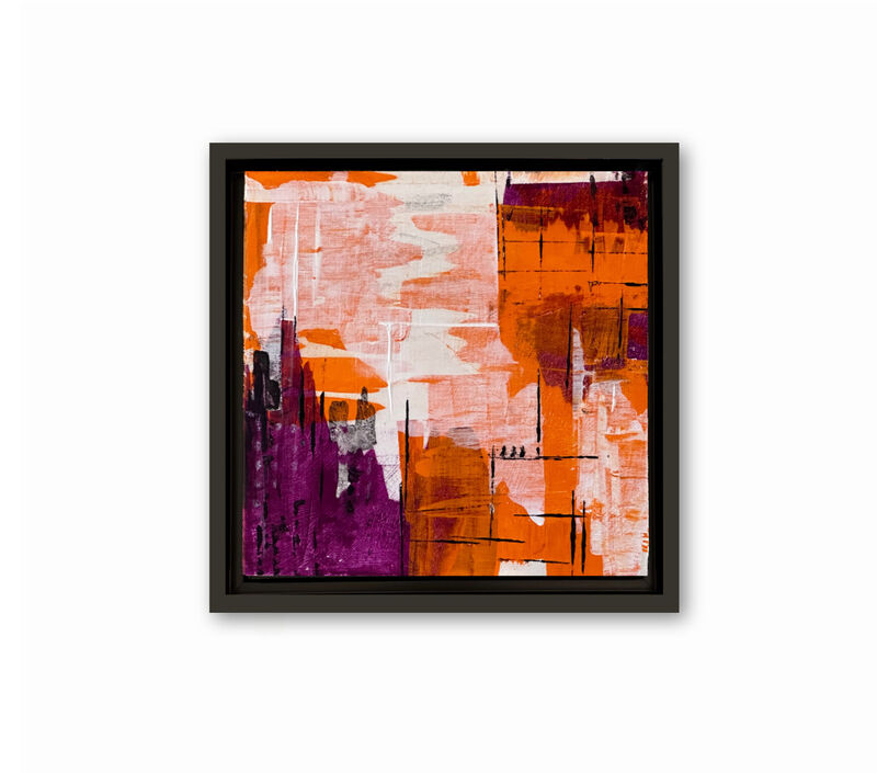 orange and purple, abstract urban landscape